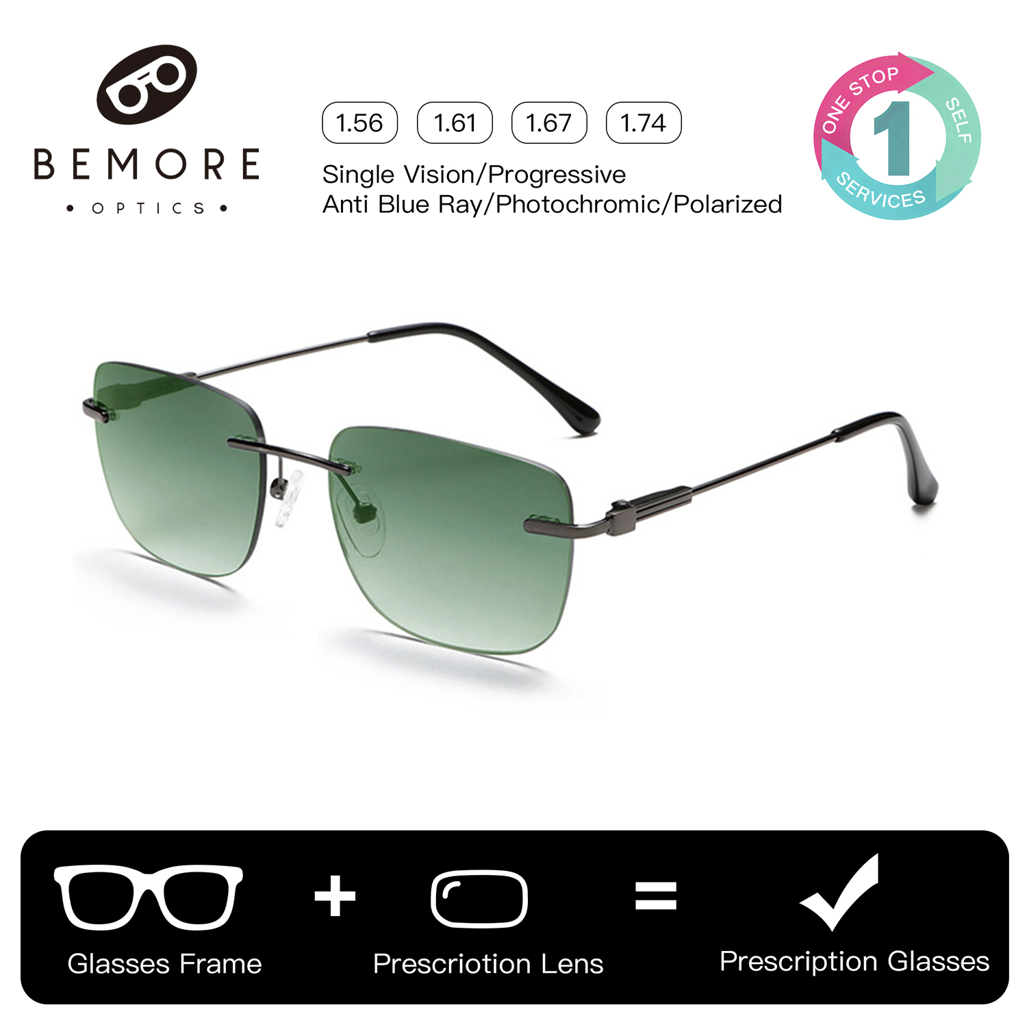 Fishing Sunglasses Polarized - BEMORE 무테 처방 선글라스 합금 편광