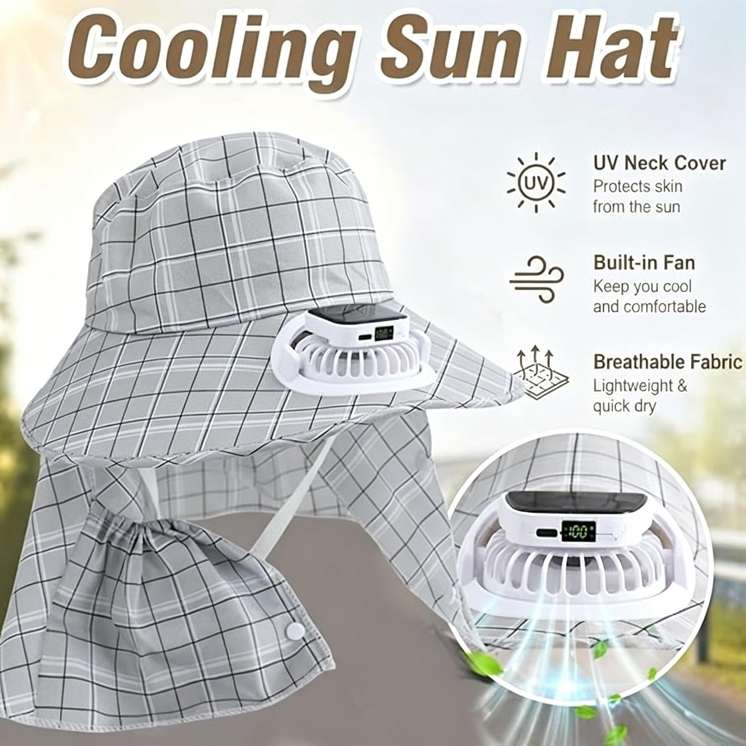 1PC 태양광 넥 가드 팬 모자 USB 충전식 팬 모자 - Fishing Hat 리뷰 및 가격