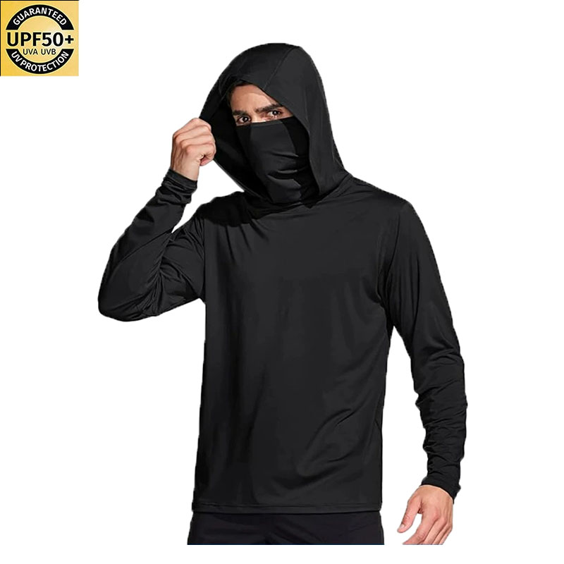 남성용 솔리드 컬러 후드 낚시 셔츠 내장형 페이스 마스 - Fishing Shirt Uv Protection 리뷰 및 가격